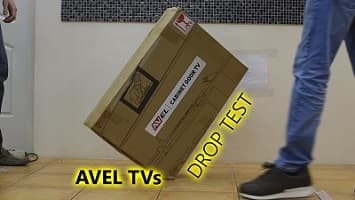 Falltest von AVEL-Fernsehern in Einzelverpackung